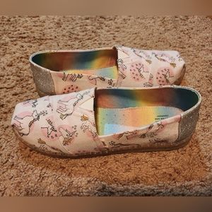 Toms Sparkle Unicorn Shoes Girls Youth 6 Fits Womens 8